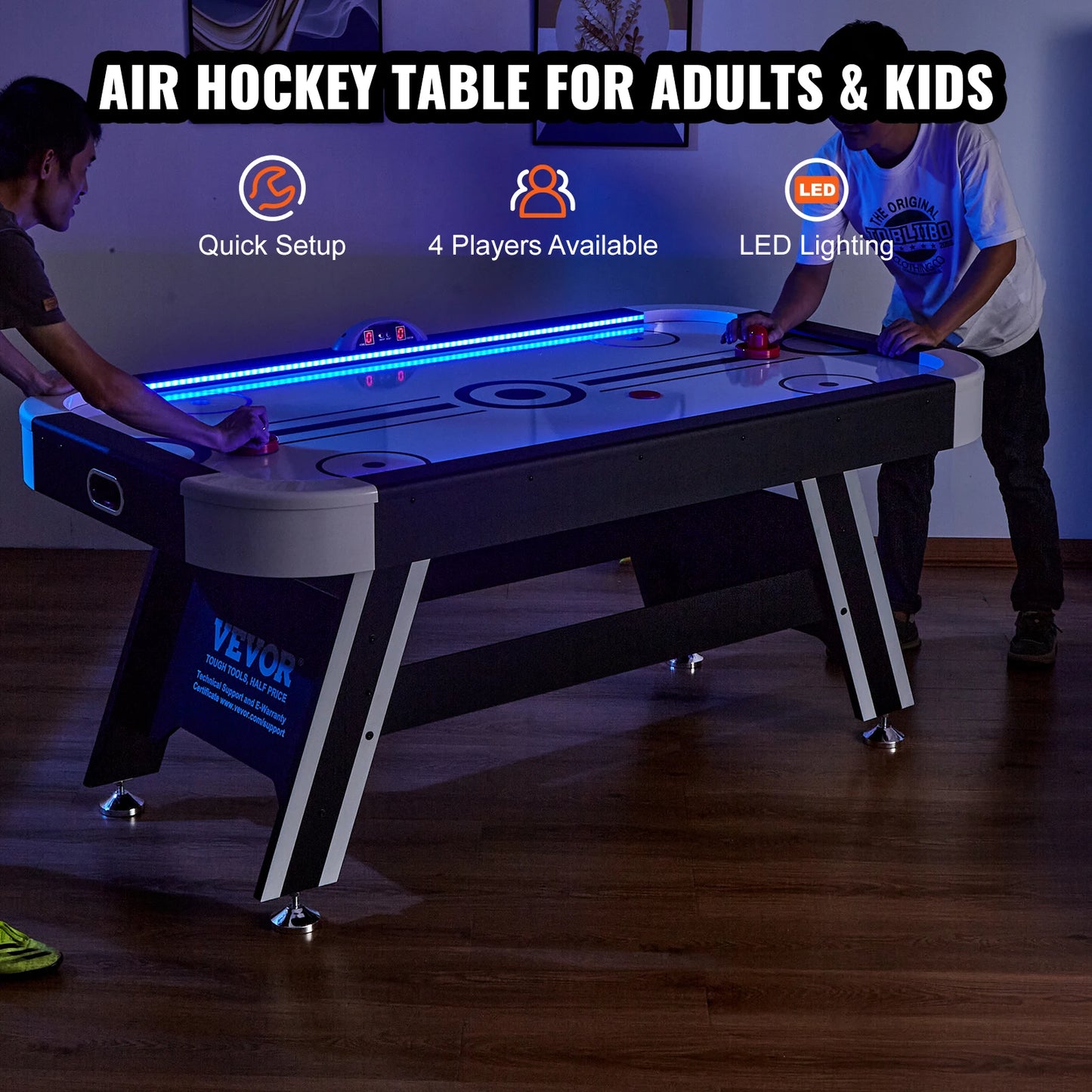 VEVOR Air Hockey Game Table LED Hockey Game with  Pucks  Pushers and Electronic Score System