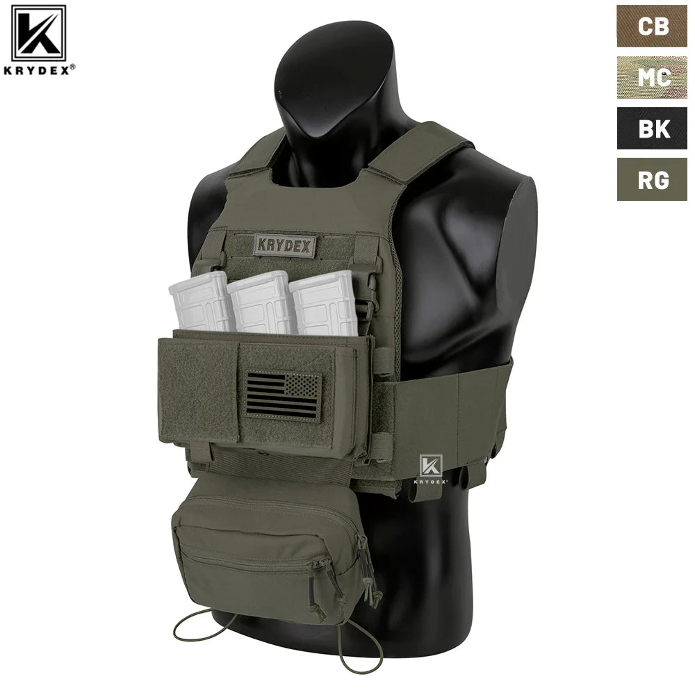 KRYDEX Low Vis Slick Plate Carrier Tactical Vest W/Elastic Cummerbund Micro Fight MK3 Vest