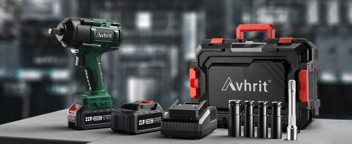 AVHRIT 1/2" Cordless Brushless Impact Wrench 1000Nm(738Ft-lbs) w/ 2x5.0Ah for Makita Power Tool Kit