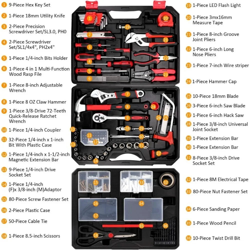 325 Piece Home Repair Tool Kit, General Home/Auto Repair Tool Set, Toolbox Storage Case