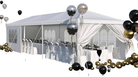10x30 FT Heavy Duty Party Tent - Waterproof Outdoor Canopy for Weddings, Events & Backyard, White