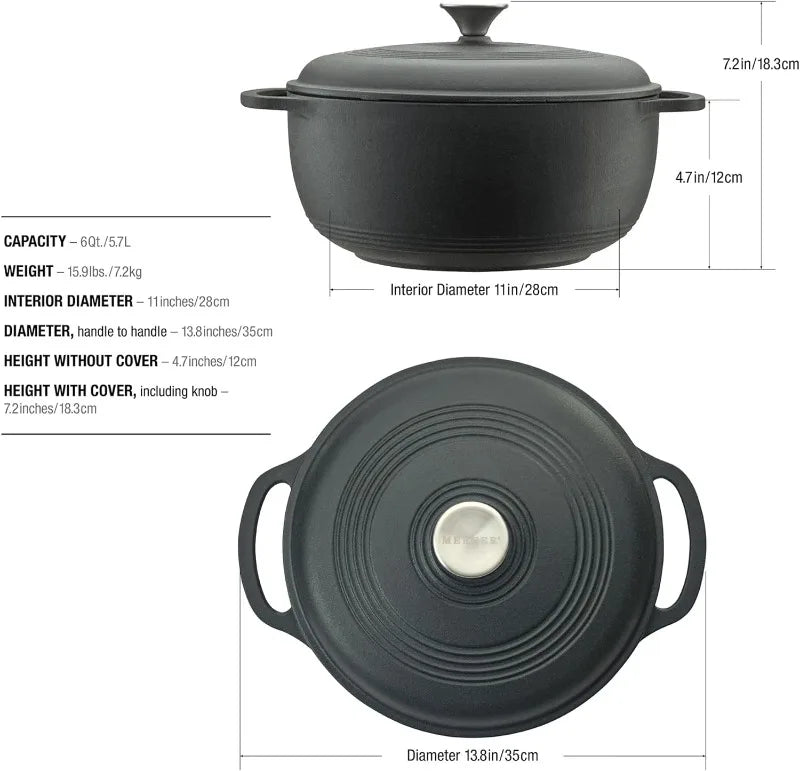 Enameled Cast Iron Round Dutch Oven, 6 Qt.,  Dutch Oven Cast Iron