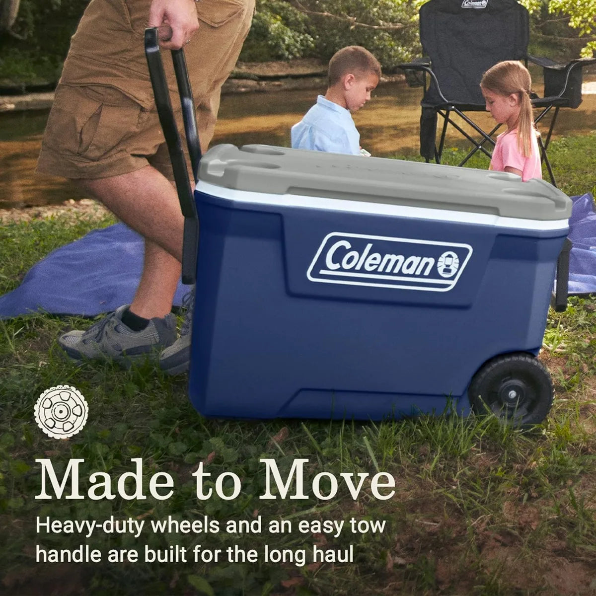 Coleman 316 Series Insulated Portable Cooler/Heavy Duty Wheels, Leak-Proof Wheeled Cooler/100+ Can