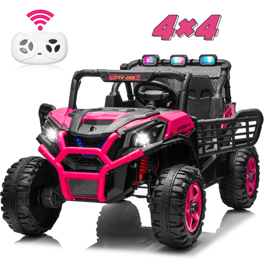 24V XL 2 Seater Ride on Toys Car for Girls, 2WD/4WD Switchable Off-Road UTV w/Long-Endurance Battery