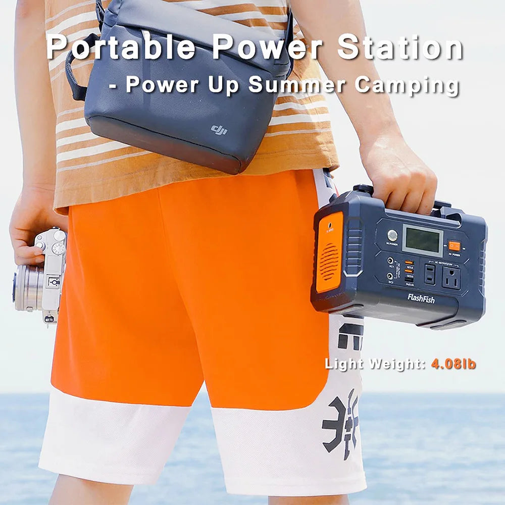 FlashFish E200 151Wh Power Station 200W Pure Sine Wave Solar Generator, 40800 mAh Battery/AC/DC/USB