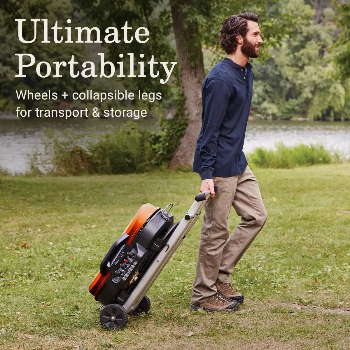 RoadTrip 285 Portable Stand-Up Propane Grill w/ 3 Adjustable Burners & Instastart Push-Button