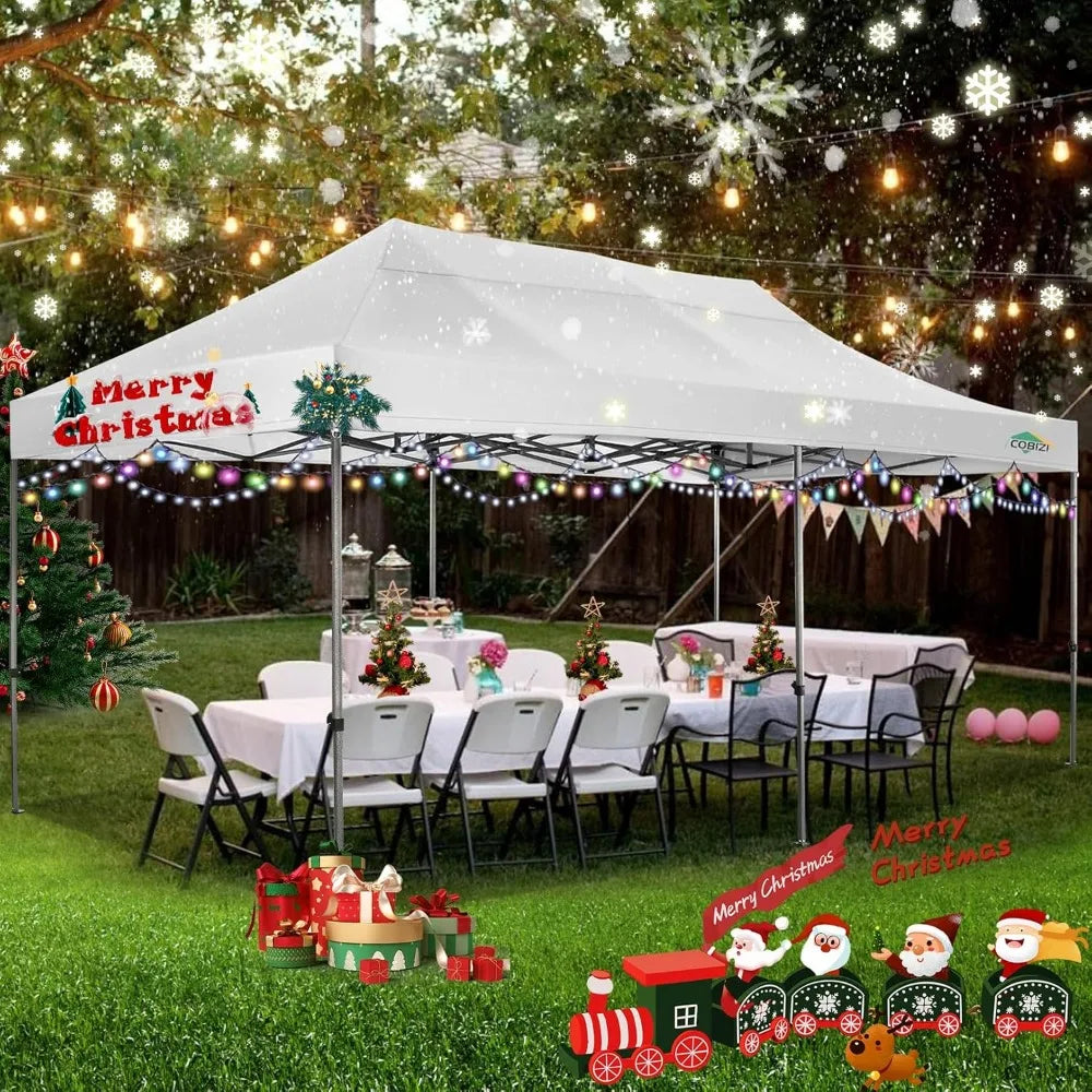 10x20 Heavy Duty Pop up Canopy Tent with 6 sidewalls Easy Up Commercial Outdoor Wedding Party Tents