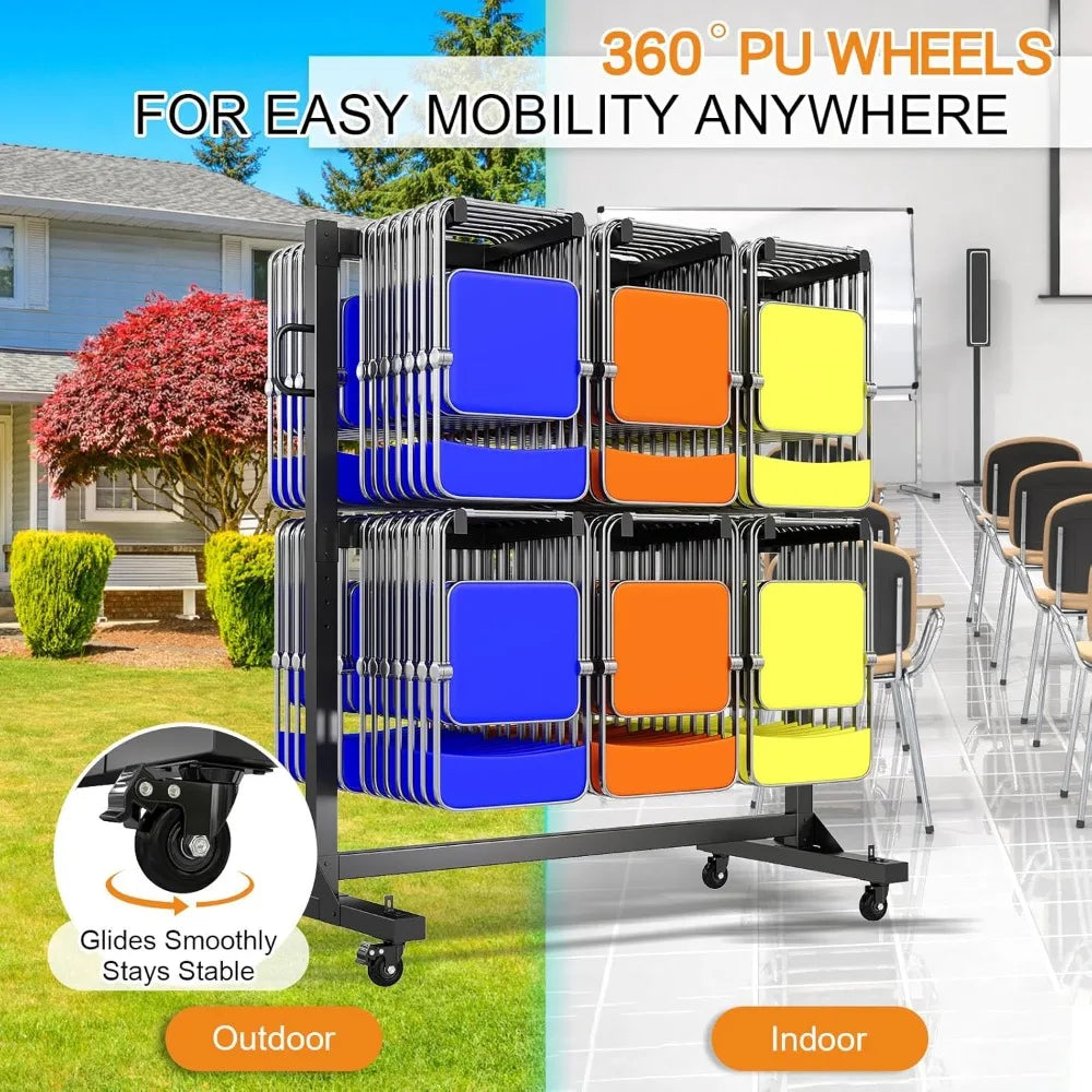 Folding Chair and Table Storage Cart for 84 Chairs or 12 Tables, 1100 lbs Capacity, Pneumatic Wheels