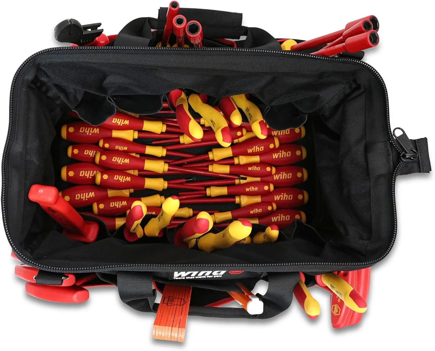 Wiha 32874 Insulated Tool Set with Pliers, Cutters, Nut Drivers, Screwdrivers, T Handles, Knife, Ruler