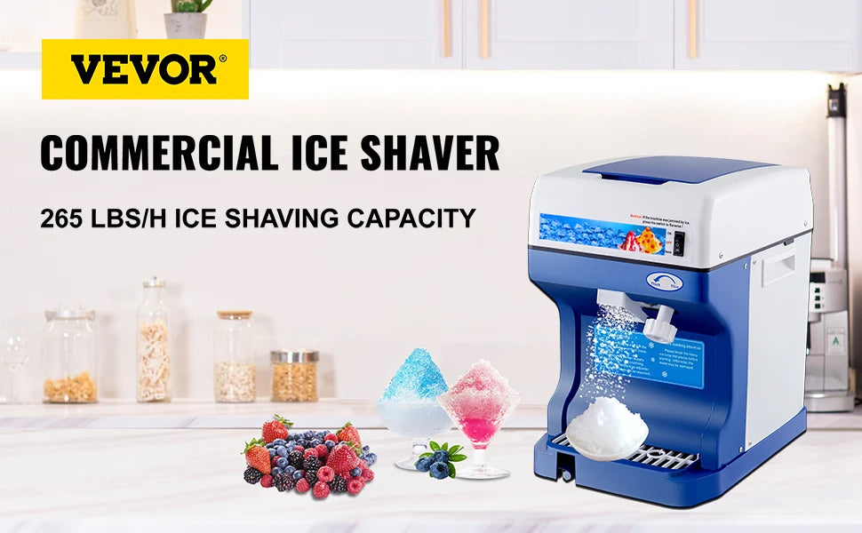 VEVOR COMMERCIAL 110V Shaved Ice/250W Snow Cone Maker Tabletop w/Adjustable Ice Texture|265LBs/hr