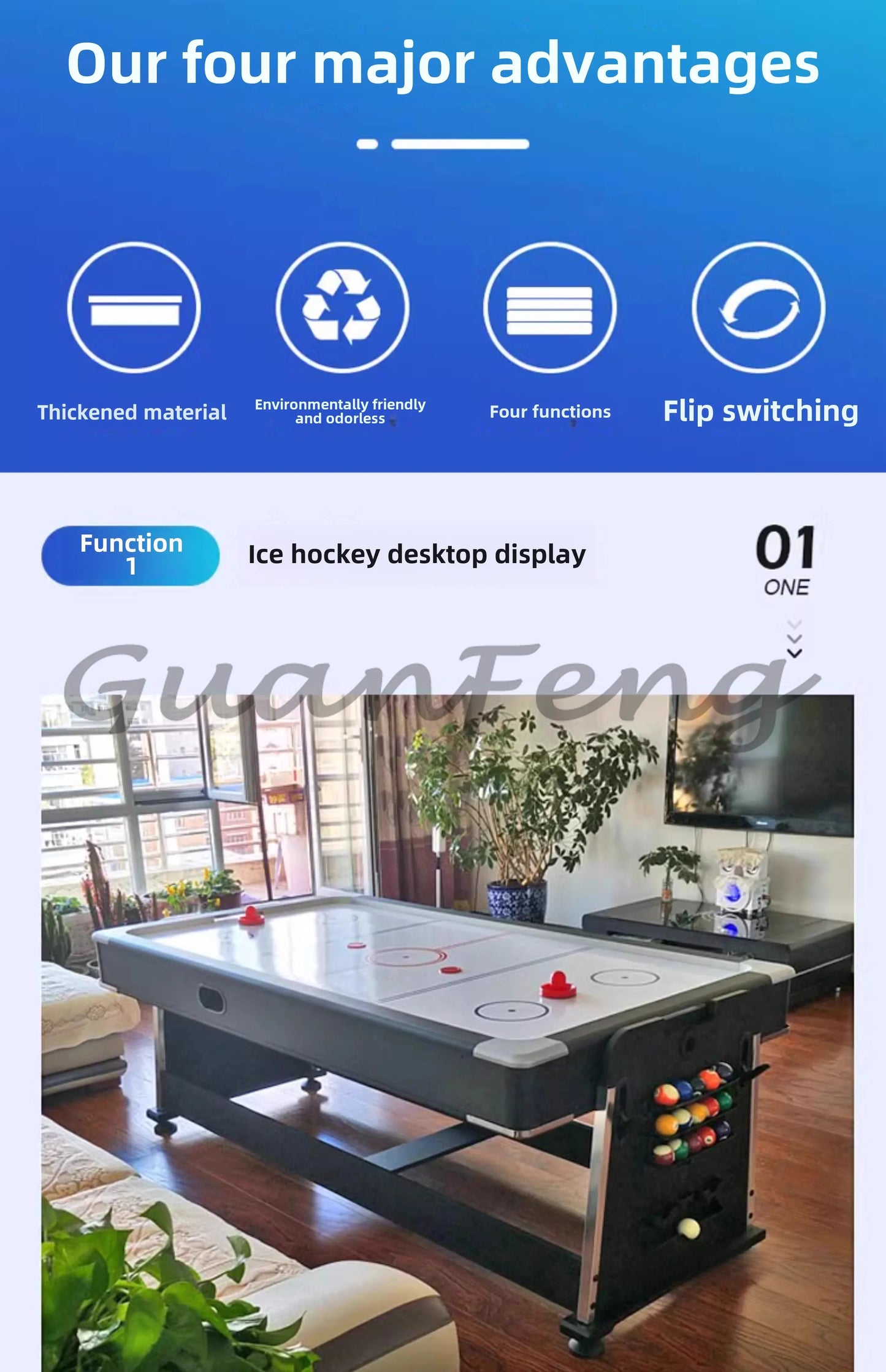 Four-in-one Pool Table Multi-function Automatic Household Indoor Table Tennis Table Two-in-one