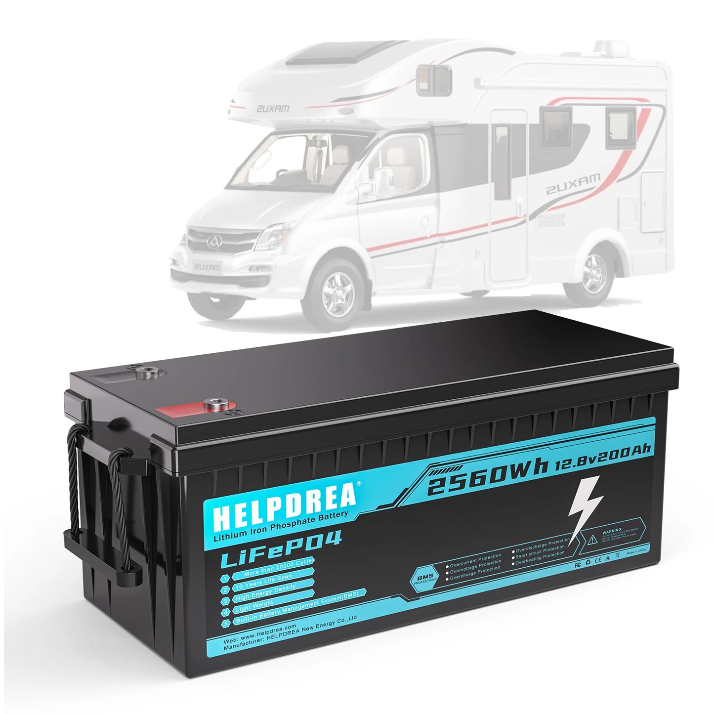 LiFePO4 Battery Cycle Lithium Battery, Built-in BMS, 5000+ Cycles Rechargeable Battery And 10-Year Lifetime