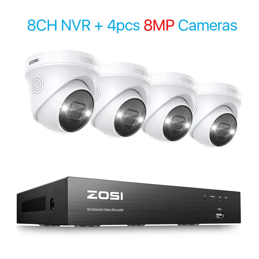 ZOSI 8CH 4K PoE Video Surveillance Camera System AI Face Detection 5MP 8MP Full Color Night Vision