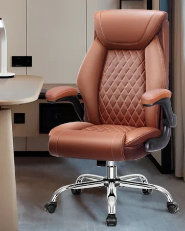 Office Chair, Executive Leather Chair Adjustable High Back, Lumbar Support, Big and Tall Office