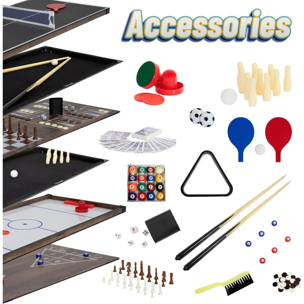 10-in-1 Game Table - Combination Multi-Game Table with Billiards, Push Hockey, Foosball