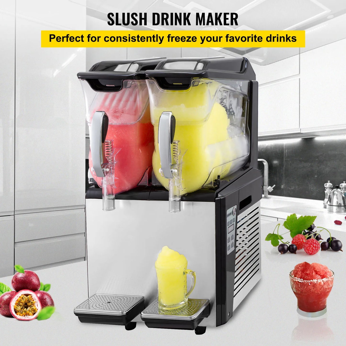 VEVOR 10L 20L 30L Slushie Machine Commercial Ice-Cool Juice Smoothie Slush Maker Frozen Drink