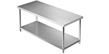 Stainless Steel Prep Table, 72 x 30 x 34 Inch, 550lbs Load Capacity Heavy Duty Metal Work Table