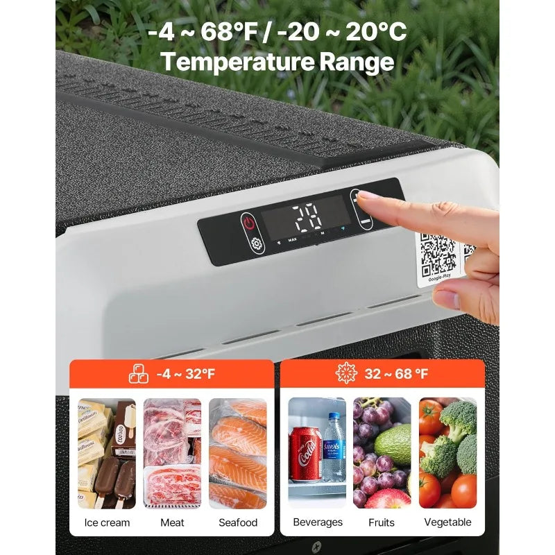 VEVOR 12 Volt Car Refrigerator, 42.3QT/40L Car Fridge, Portable Electric Cooler with -4℉~68℉