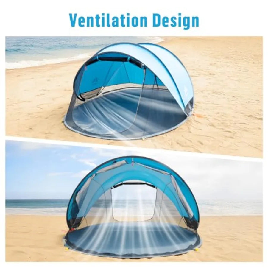 Pop-up Beach Tent: Large Sun Shade Shelter for 2-4 Persons Picnic Sport Activities