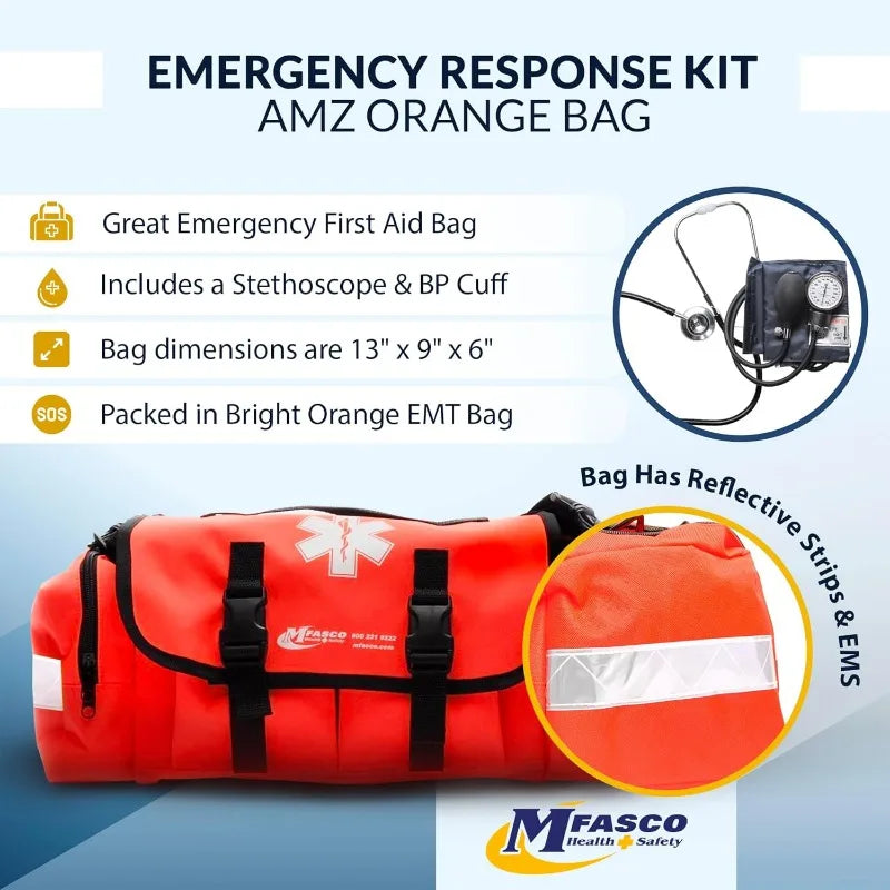 First Aid Kit -Fully Stocked Portable Reflective Bag First Responder Emergency Response Preparedness