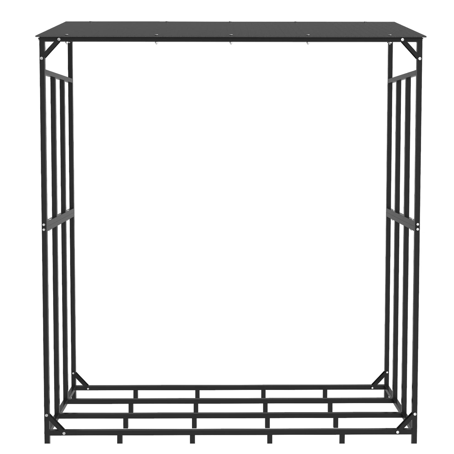 Heavy Duty Tall Metal Firewood Rack Stand with Top Cover Fireplace Wood Storage Stacking Holder