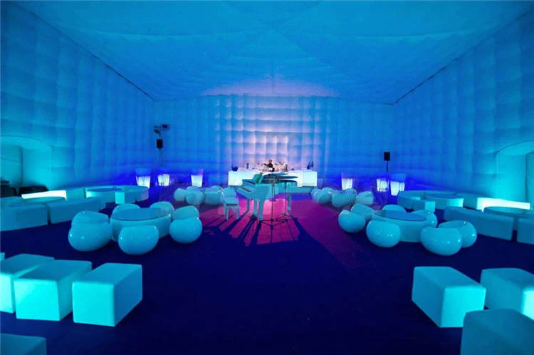 Inflatable Nightclub Cube Tent Disco Light Nightclub Tent with LED Colour Lighting Suitable W/Blower