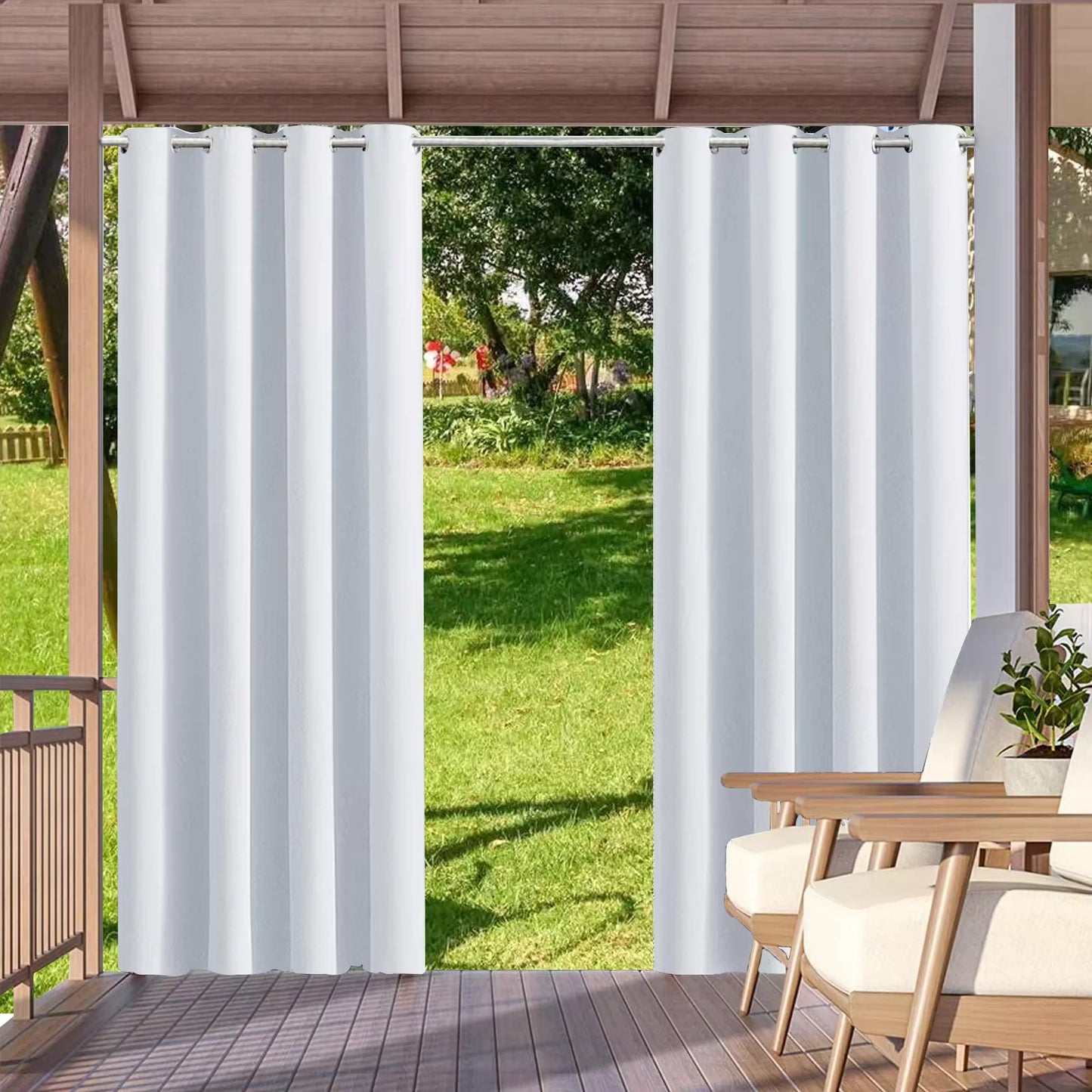 2pcs Waterproof Curtains Indoor/Outdoor/ Blackout Curtain for Living Room/ Bedroom