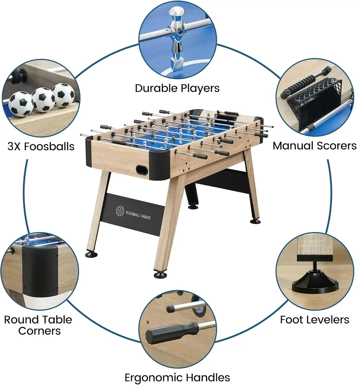 54 Inch Full Size Foosball Table, Soccer Table Game for Kids and Adults, Arcade Table Soccer