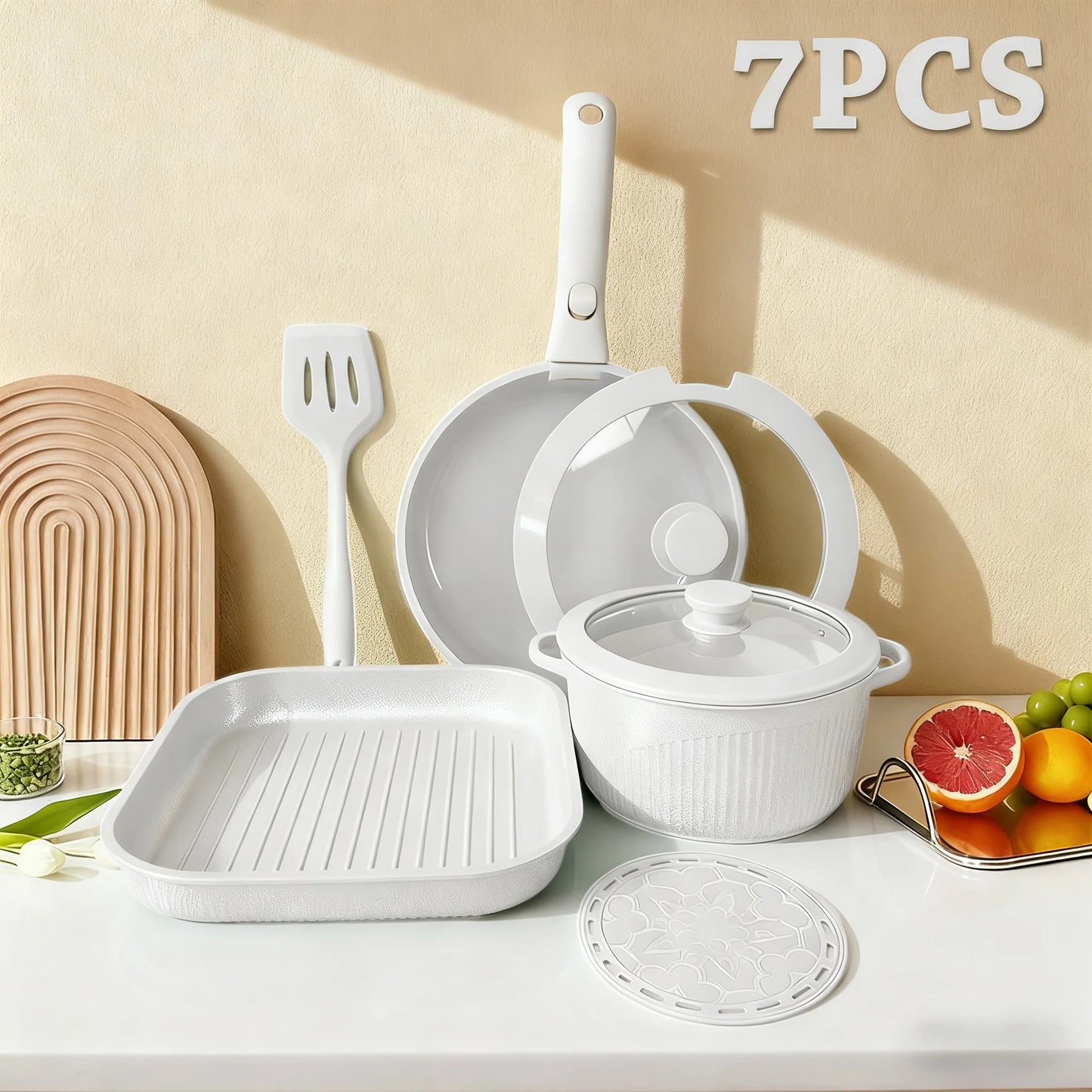 Pots and Pans Set, Nonstick Cookware Set Detachable Handle, Induction Kitchen Cookware Set
