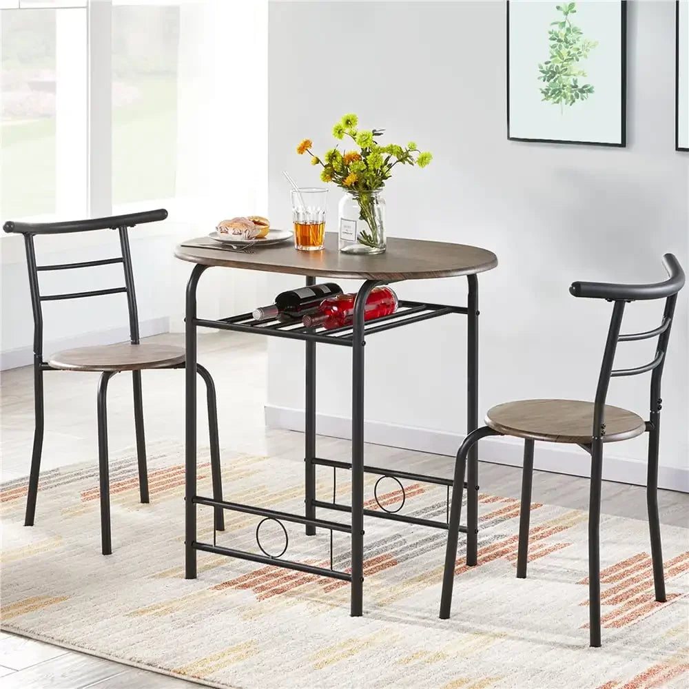 Alden Design Modern Dining Set 3pcs round Table And 2 Chairs Multiple Colors Available