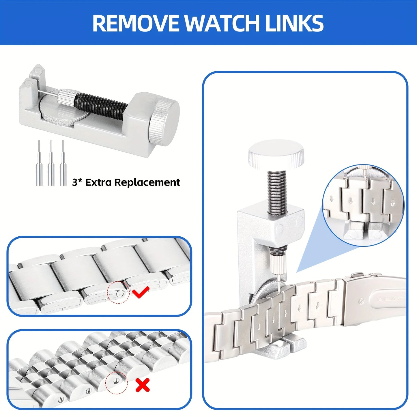 Watch Repair Kit, Professional Watch Repair Tool, Watch Battery Replacement Tool Kit 224 pcs