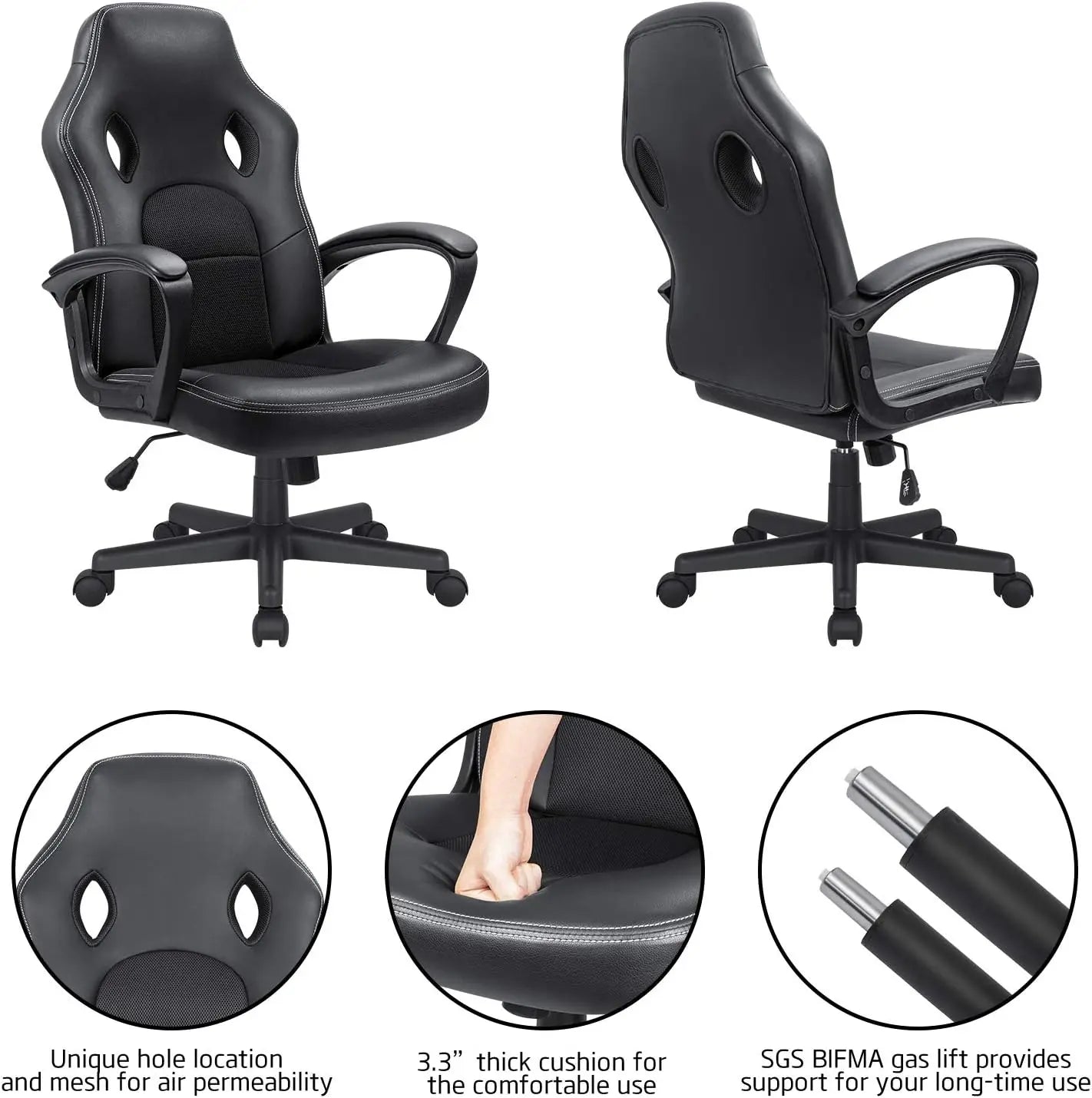 Office Gaming Chair High Back Leather Computer Chairs Ergonomic Height Adjustable Racing Game