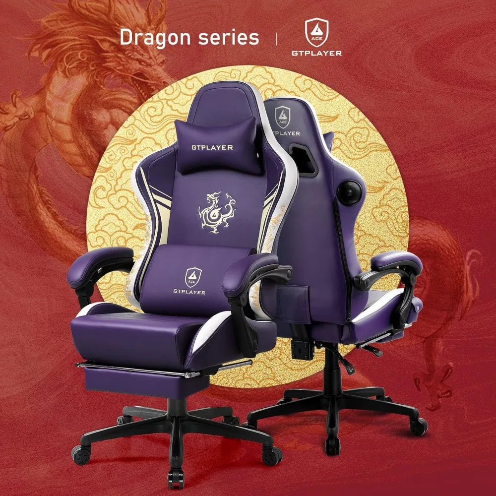 Gaming Chair with Bluetooth Speakers and Footrest, Dragon Series Video Game Chair