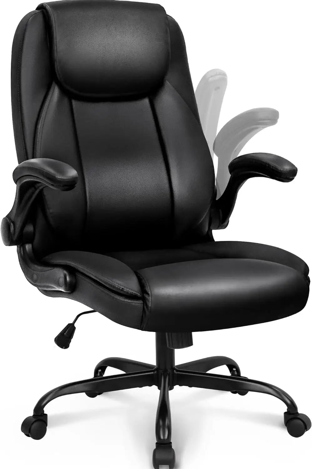 NEO CHAIR PU Leather Executive Padded Flip Up Armrest Computer Chair Adjustable Height High Back