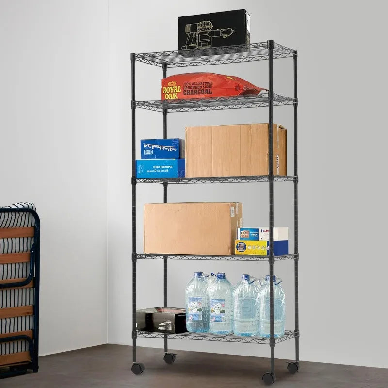 Storage Shelves 2100Lbs Capacity, 6-Shelf on Casters 48" L×18" W×72" H Commercial Wire Shelving Unit