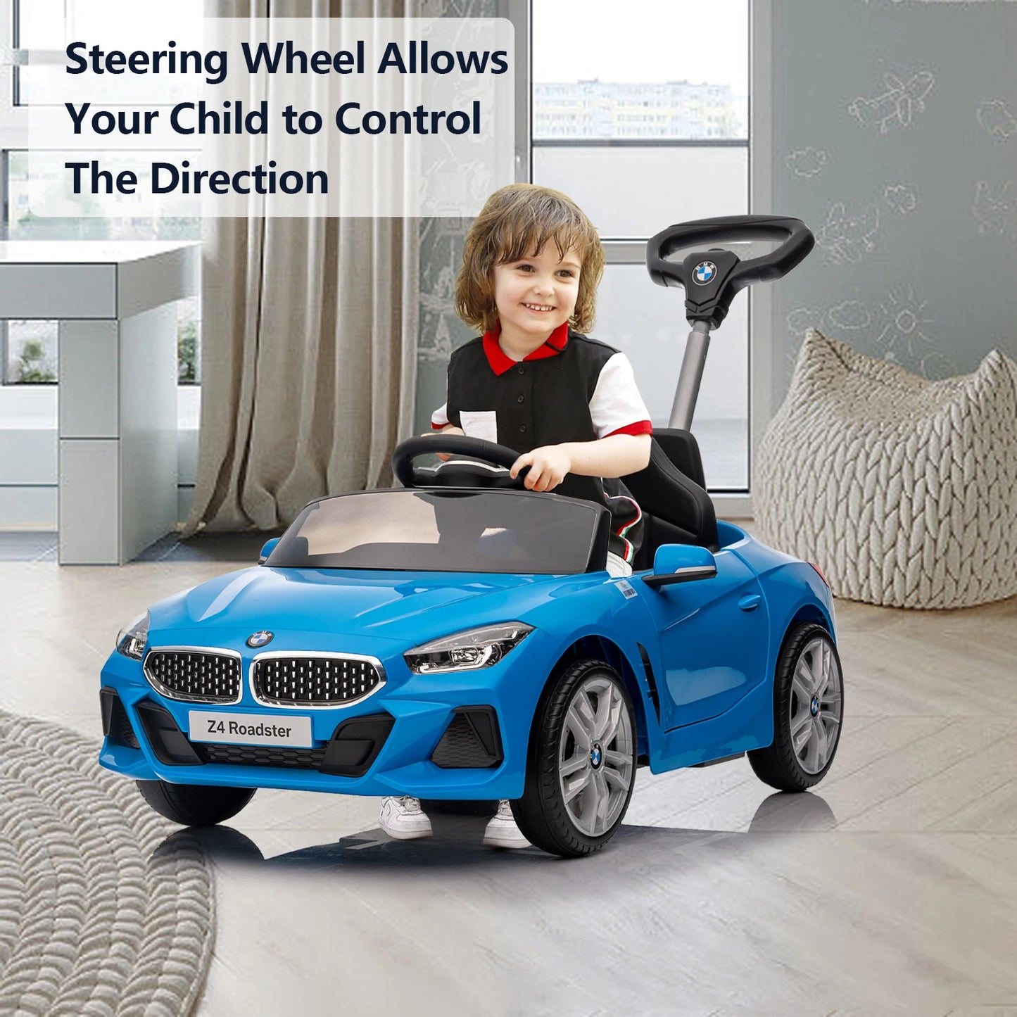 3-in-1 Kids' Push Car with Handle , Ride-Ons Toy Push Car for Toddlers 1-5