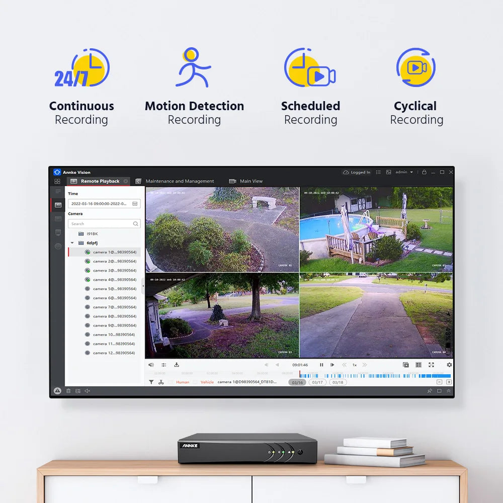 ANNKE 8CH CCTV Camera Video 5MP DVR Smart IR Security Camera Waterproof Night Vision Motion Detection