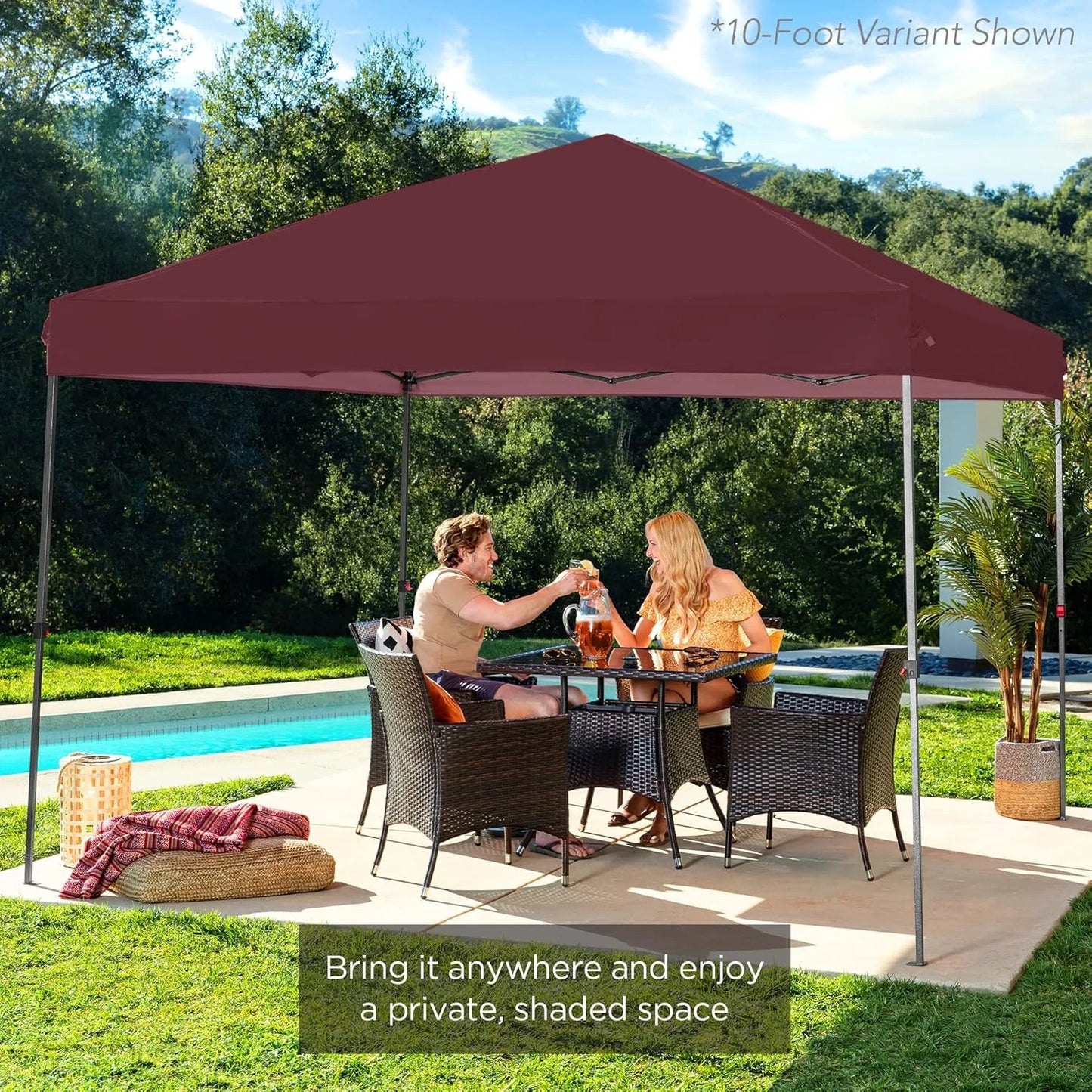 8x8ft 1-Person Setup Pop Up Canopy Tent Instant Portable Shelter w/ 1-Button Push