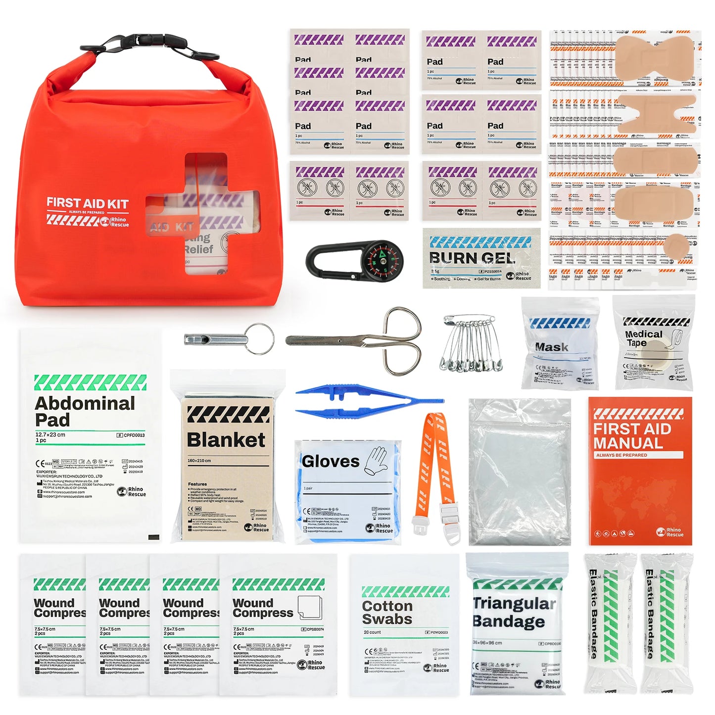 RHINO RESCUE Waterproof First Aid Kit, Lightweight Boat Dry Bag, Emergency Survival Supplies Floats