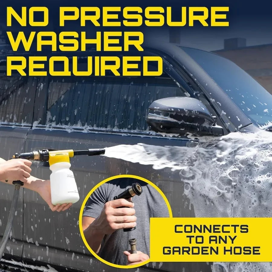 Foam King Gun Car Wash + Power Foam Car Wash Soap Strip 10ct = 5 Car Washes Connects to Garden Hose