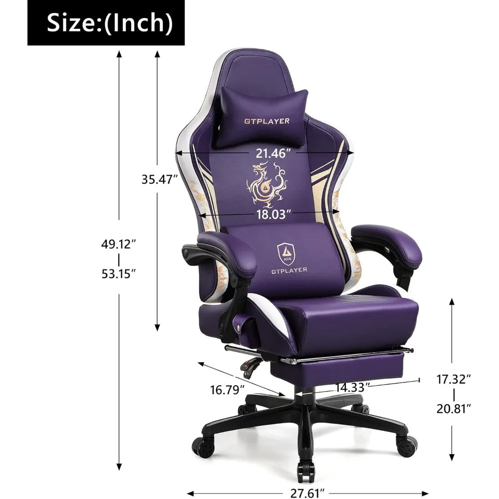 Gaming Chair with Bluetooth Speakers and Footrest, Dragon Series Video Game Chair