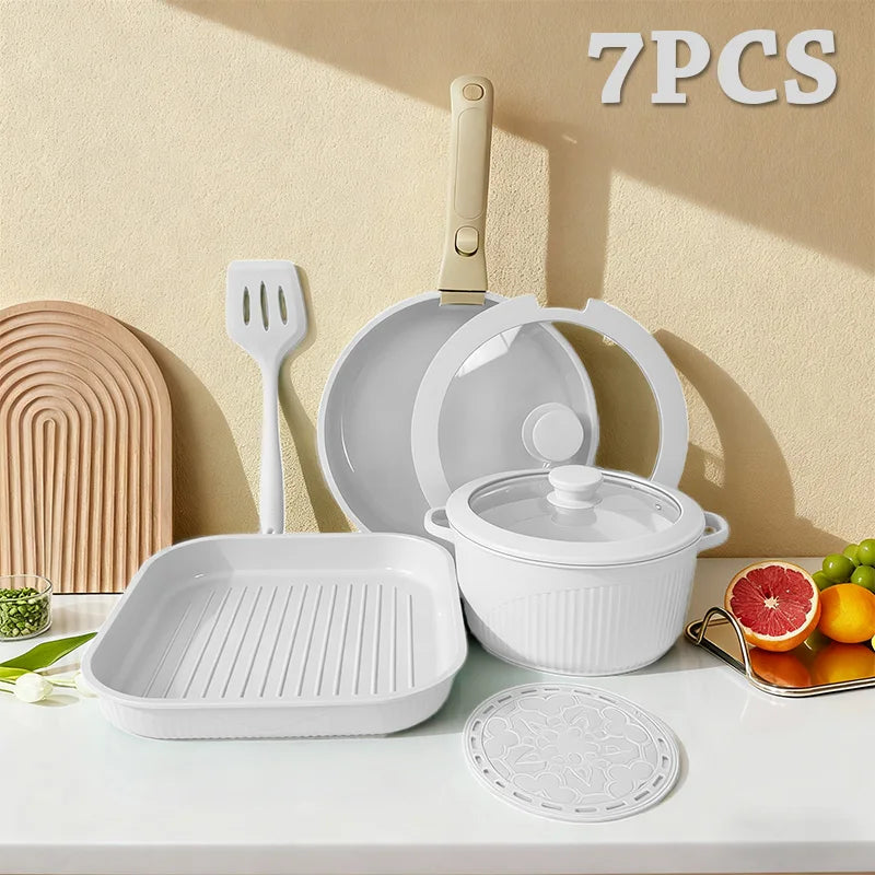 Pots and Pans Set, Nonstick Cookware Set Detachable Handle, Induction Kitchen Cookware Set