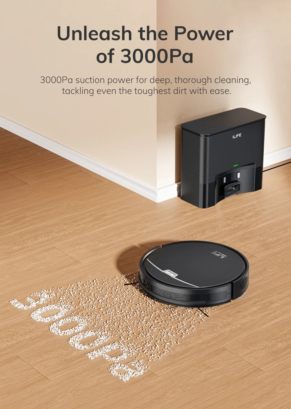 ILIFE V9/V9Pro Robot Vacuum, Self-Emptying, 3000Pa, Gyro Navigation, Schedule, App/Alexa Control