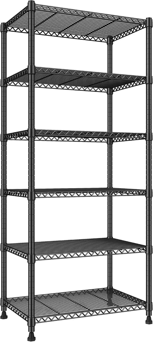 REIBII 72"H 6-Tier Heavy-Duty Wire Shelving, Metal Shelves, Garage, Pantry, 24"W x 18"D x 72"H