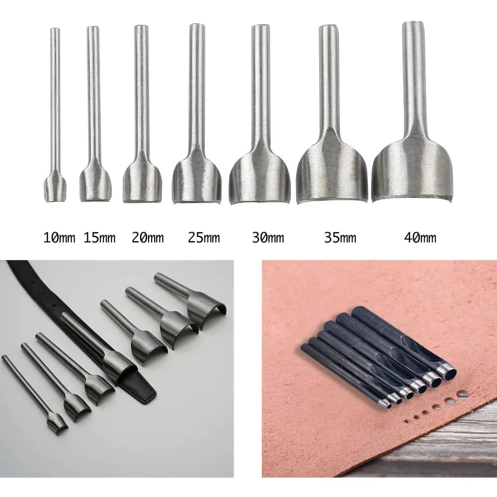 Leather Crafting Kit with Tools, Stamping, Waxed Thread Groover, Awl, and Stitching Supplies