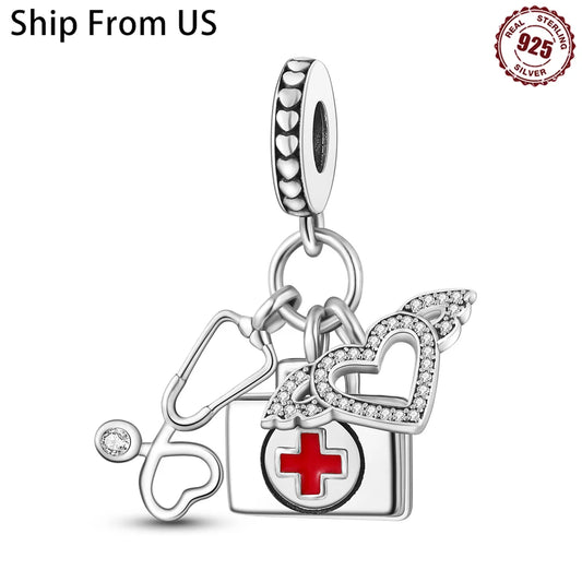 925 Sterling Silver First-aid Kit Household Item Series Charms Beads Fit Original Pandora Bracelet