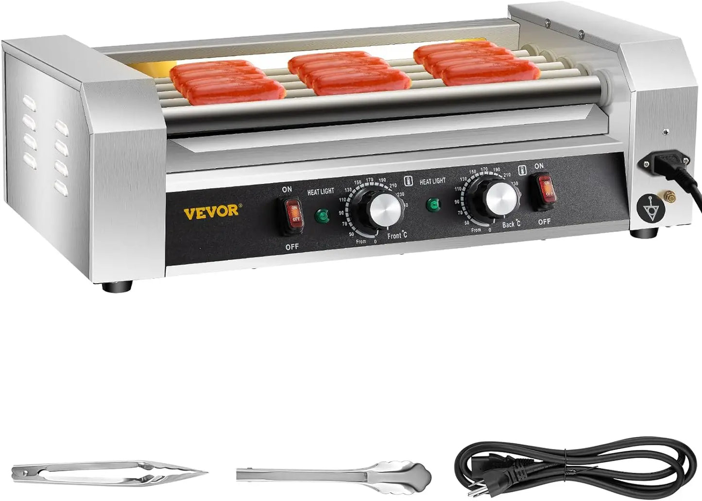 Hot Dog Roller 7 Rollers 18 Hot Dogs Capacity 1050W Stainless Sausage Grill Cooker Machine