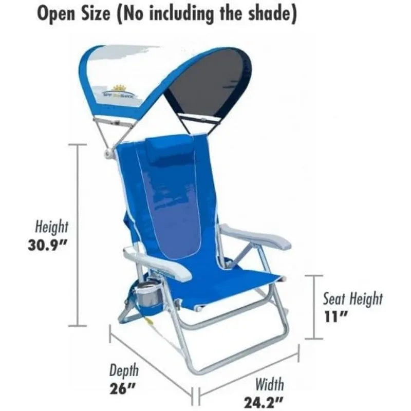 Backpack Beach Chair Reclining Folding Chairs with Durable Armrests, Drink Holder & Carry Straps