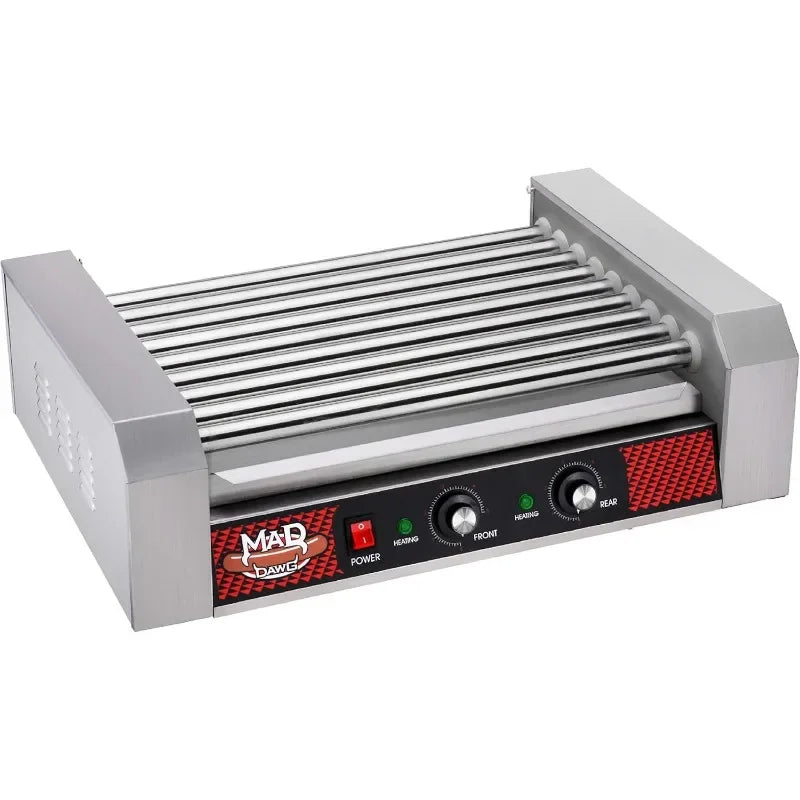 GREAT NORTHERN POPCORN COMPANY Mad-Dawg Hot Dog Grill w/9 Stainless Steel Rollers, ZPG-6002E, Gray