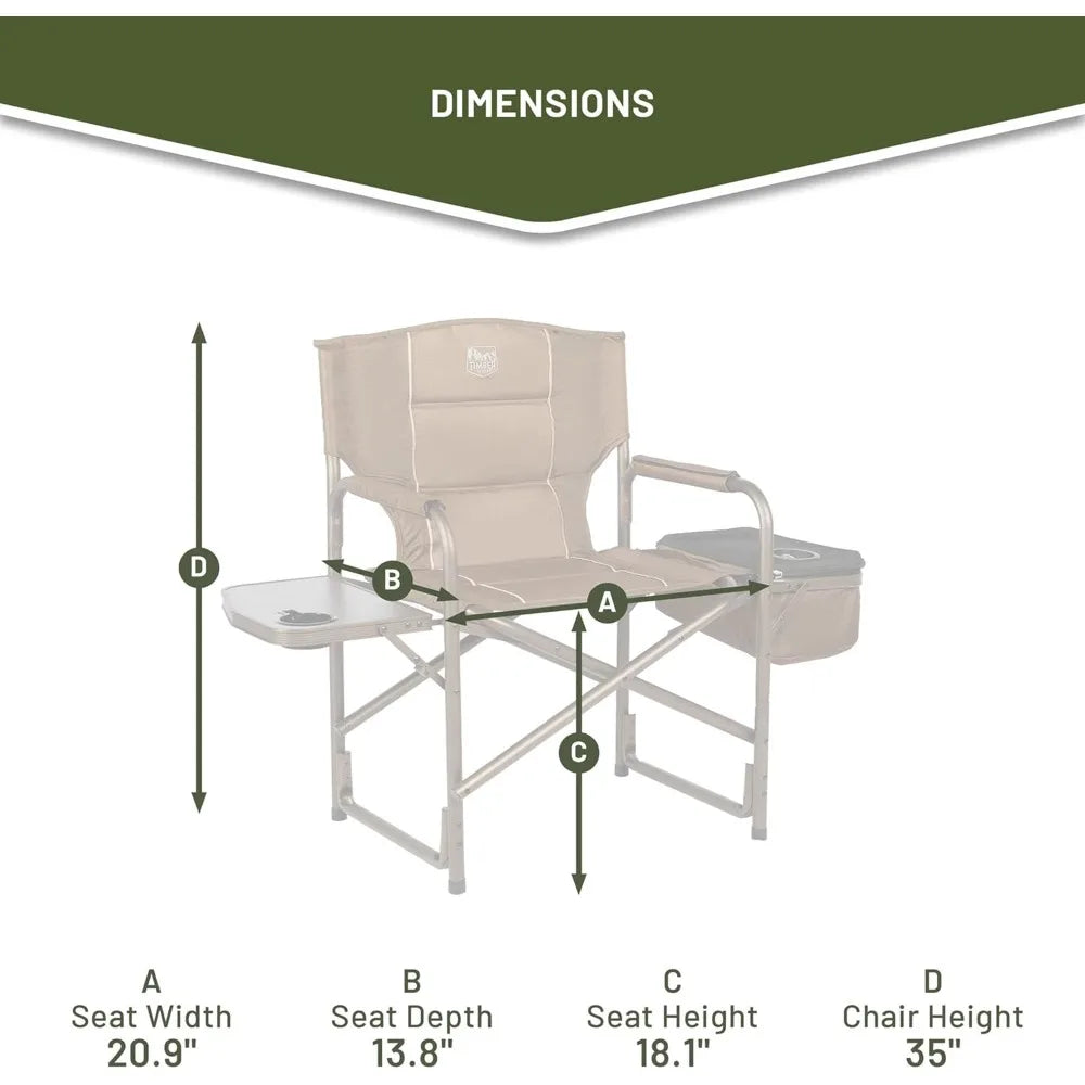 TIMBER RIDGE  Folding Camp Chair w/ Side Table , Heavy Duty Supports 300lbs,